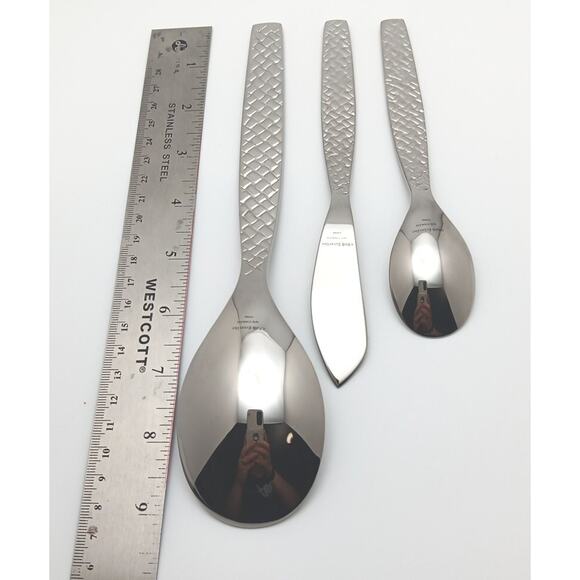 Reed & Barton Weave Serving Hostess3 piece Set 18/10 Stainless Flatware - Picture 3 of 5